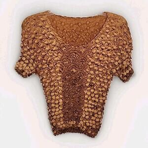 Wholesale 482 Women's Gold / Copper Coin Fishscale  Stretch Shirt Sz M